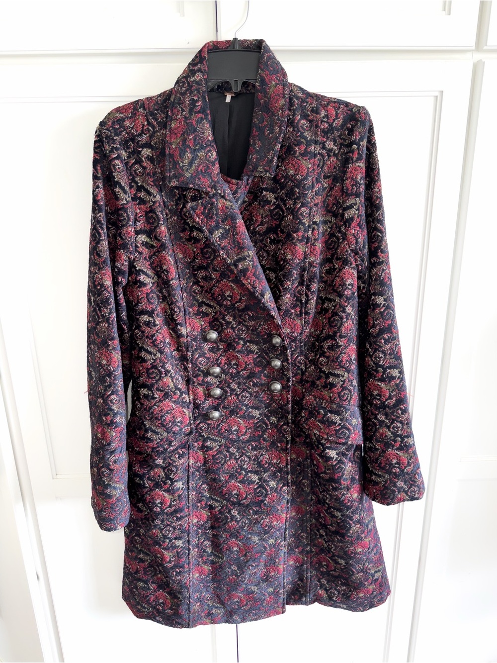 Free People Fox Trot Equestrian Coat Long Military Jacket Jacquard - Picture 2 of 12